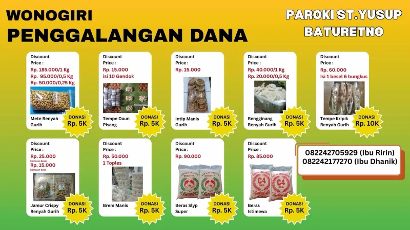 Penggalangan dana pembangunan Paroki St. Yoseph Baturetno, Wonogiri
